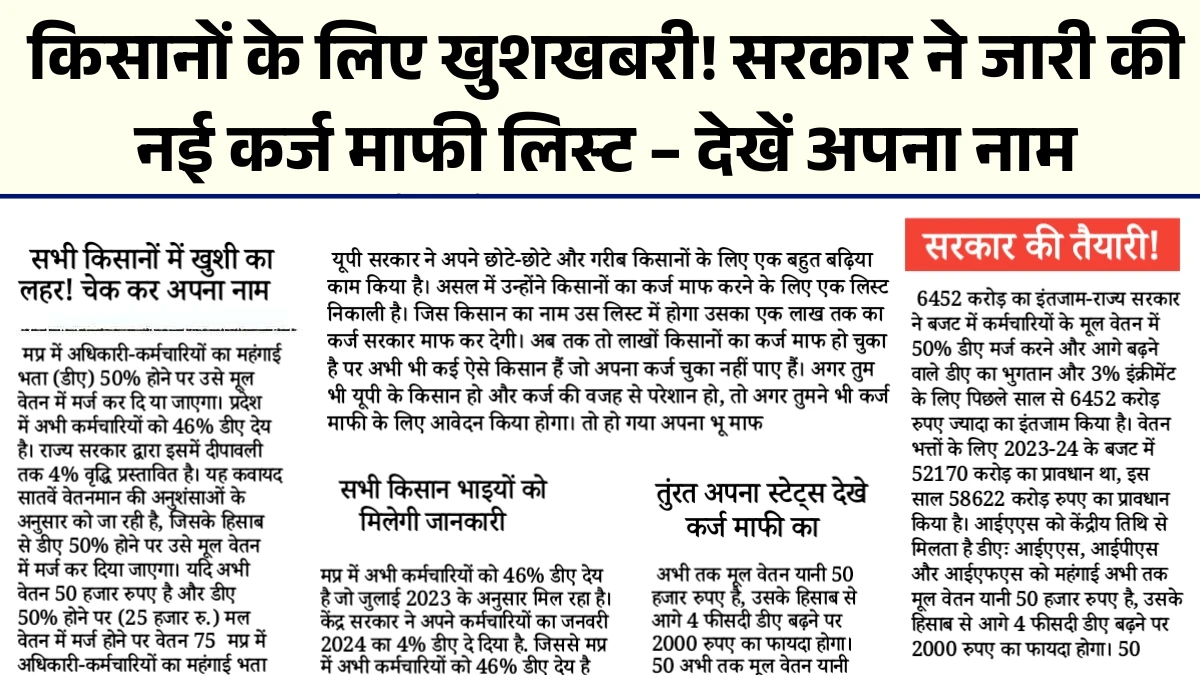Kisan Karj Mafi List Online